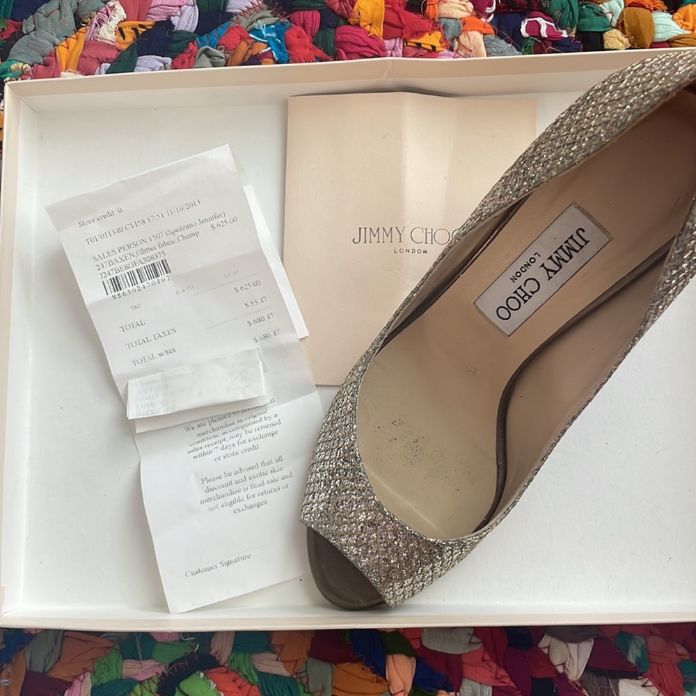 Worn once, wedding shoes, small stain